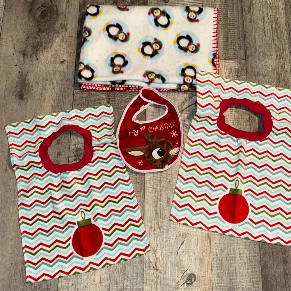 Festive Chevron Bib and Blanket Set